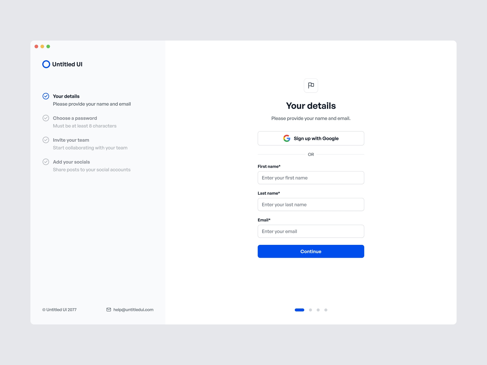 Minimal sign up user flow — Untitled UI by Jordan Hughes® on Dribbble