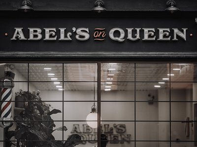 Abel's on Queen apricot apricot creative studio barbershop branding creative creative studio design logo made by apricot signage