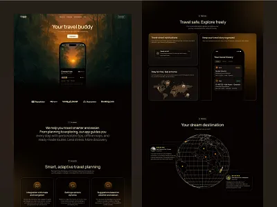 Triply - Landing for travel mobile app app homepage journey mobile app travel ui ux web design website world