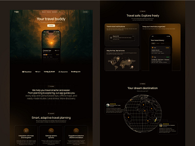 Triply - Landing for travel mobile app app homepage journey mobile app travel ui ux web design website world