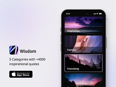 Wisdom – daily quotes app daily design healthcare icon ios ipad lifestyle mobile motivation notification quotes tablet tracker ui ux wellbeing widget wisdom word of the day