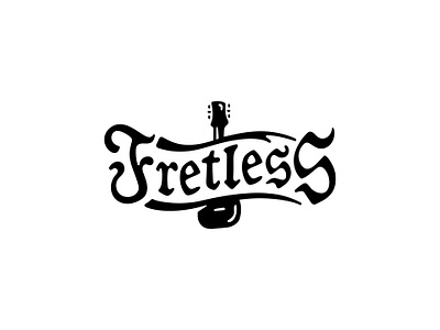 Fretless Wordmark blackletter branding electric game gaming guitar hardcore logo mark metal music pixel video game wordmark