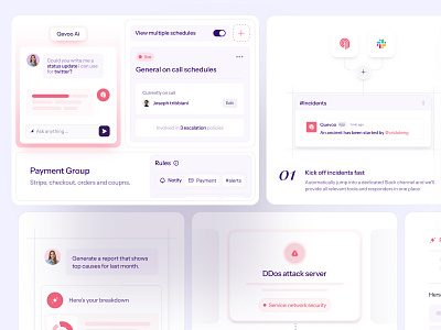 Qevoo AI bento cards UI ai branding design illustration landing page saas ui user interface web webdesign website