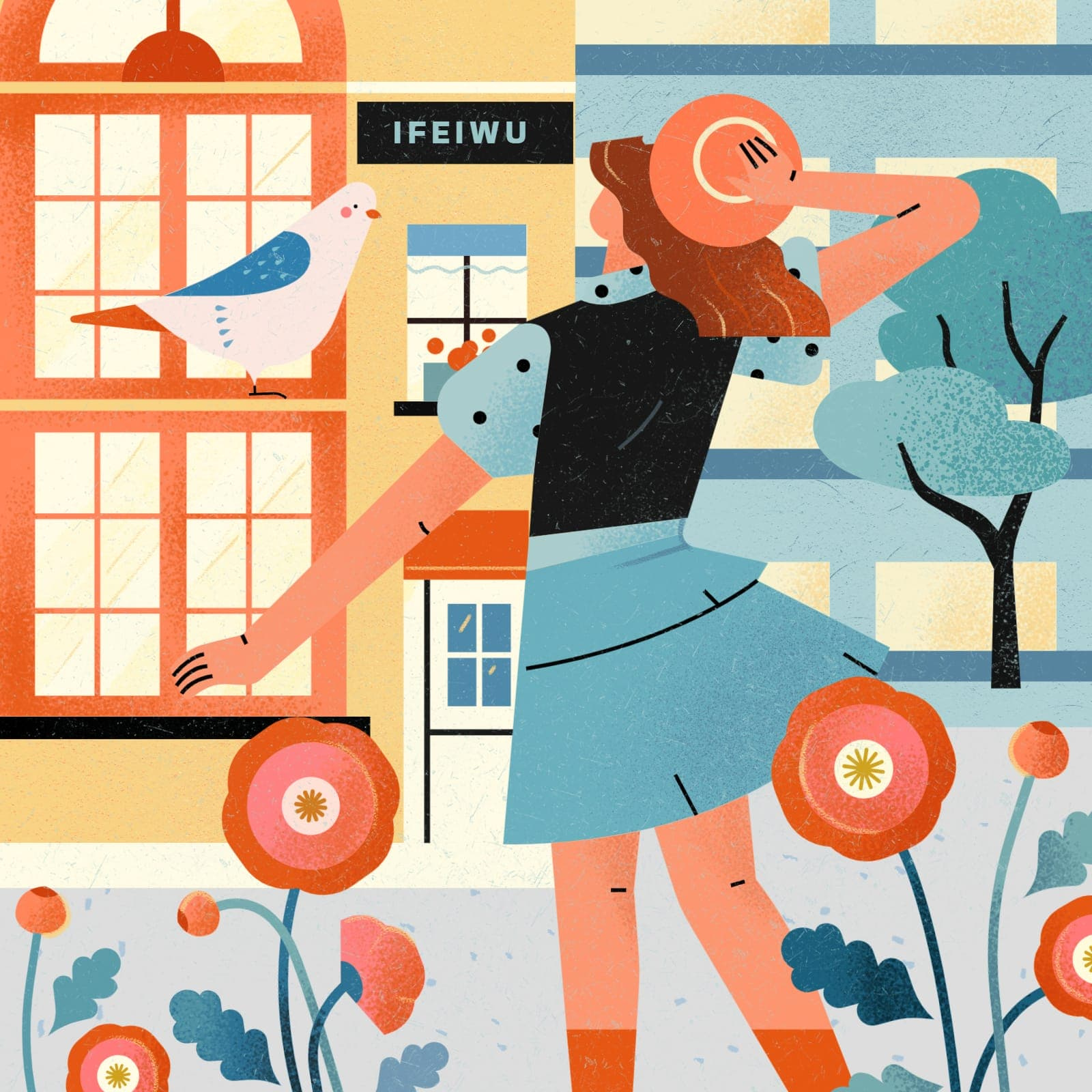 小园素作品：和鸽子的相遇 design flat graphic design illustration vector