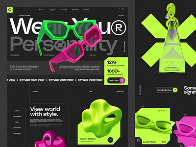 Lunet: Eyewear - Website Landing Page Animation animation branding brutalism creative agency design design studio editorial eye glassess home page interaction design landing page layout design motion graphics product sunglasses typography ux ui design web web design website