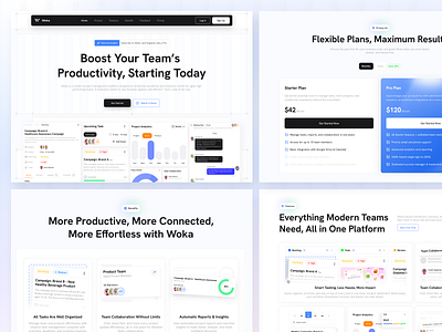 Woka - Task Management Landing Page 3d animation app branding design graphic design illustration landing page logo minimal mobile design mobile ui motion graphics ui ux