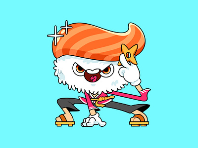 Ninja Sashimi Cartoon cartoon character design concept design drawing graphic design illustration japan kawai logo ninja playful sashimi sushi vector vibrant