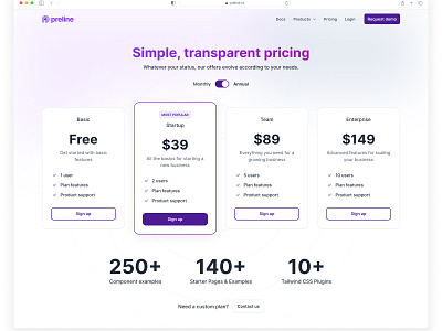 Pricing Plans - Preline UI billing plans preline preline ui pricing pricing cards pricing page pricing plan pricing table saas subscription