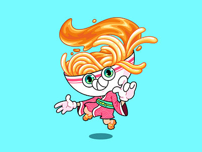 Ramen Japanese Cartoon 30s cartoon character design concept creature design graphic design illustration japan playful ramen vector vibrant