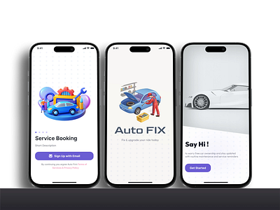 Car Repairing Service App - Onboarding app design car repairing service figma mobile app designn mockups ui design