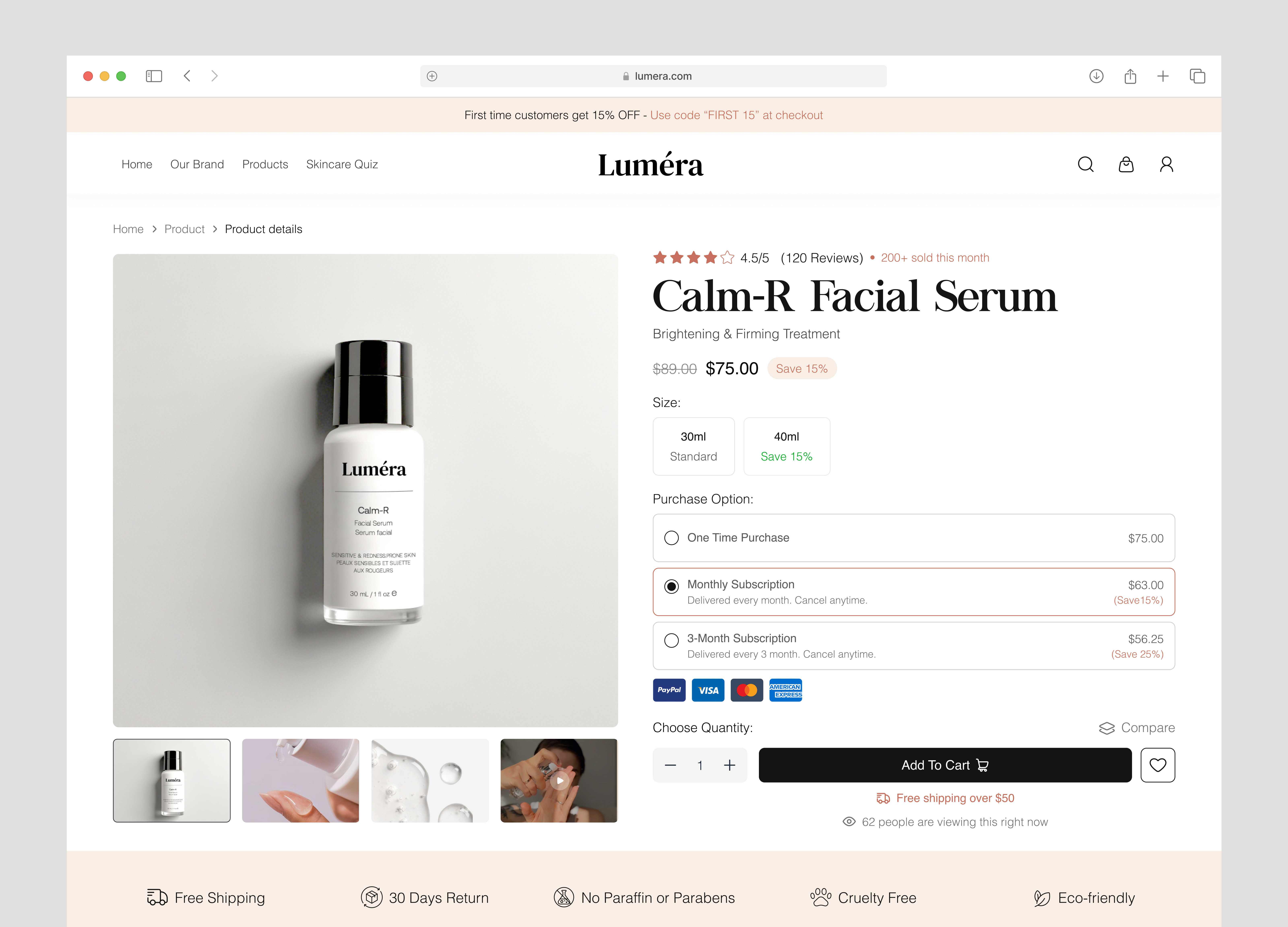 Lumera product details page apps beauty product best agency 2025 cosmetics website e commerce products fashion ui luxury makeup online store product details page product page product page ui shopify shopping skin care ux design vexo lab website