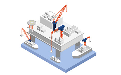 Offshore crane and cargo handling illustration cargo construction crane crane service design elements graphic design handling illustration isometric isometric illustration offshore ui ui graphics vector website graphics