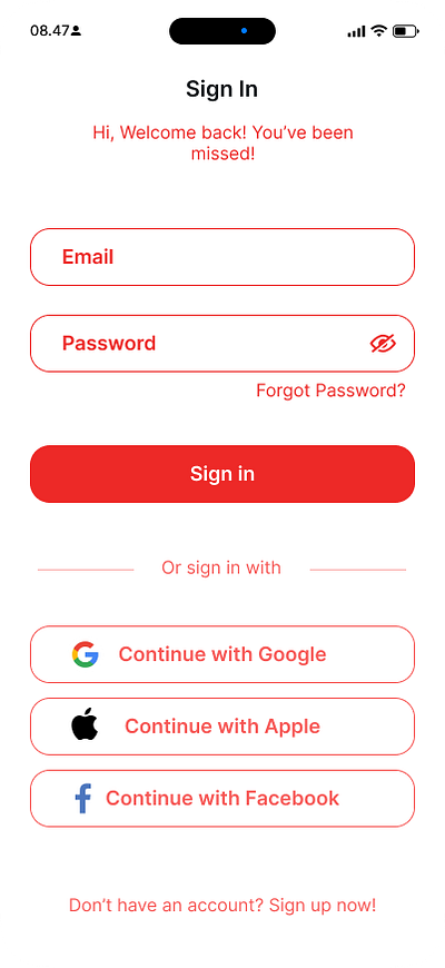 Sign In Page Food Order & Delivery Mobile App app figma frontend mobile ui