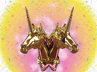 3D Unicorn Maximalism 3d 3d design beer art branding craft beer design golden gradient graphic design horse illustration kawaii magic photoshop pink render sparkle surrealism unicorn vector