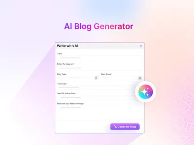 AI Blog Generator ai artshare branding creative design flat glassmorphism gradient icon illustration illustrator ui