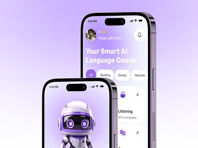 AI Language Learning Mobile App ai ai app ai learning app app design edtech education app ios language learning app learning mobile mobile app smart learning