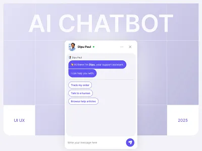 Customer Support AI Chatbot Design ai assistant aichatbot appdesign chatbot conversationalui customer experience customerexperience customersupport digitalproduct dipu paul figmadesign interactiondesign mobileui productdesign responsivedesign supportbot uidesign uiuxdesigner uxdesign webui
