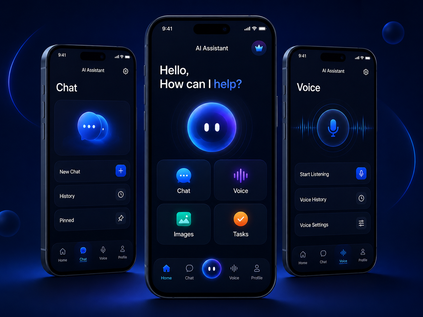 AI Assistant Mobile App Design ai ai app design ai assistant ai design ai technology ai voice alexa app design artificial intelligence assistant branding chatgpt deepseek machine learning mobile app mobile app design mobile design saas siri tech