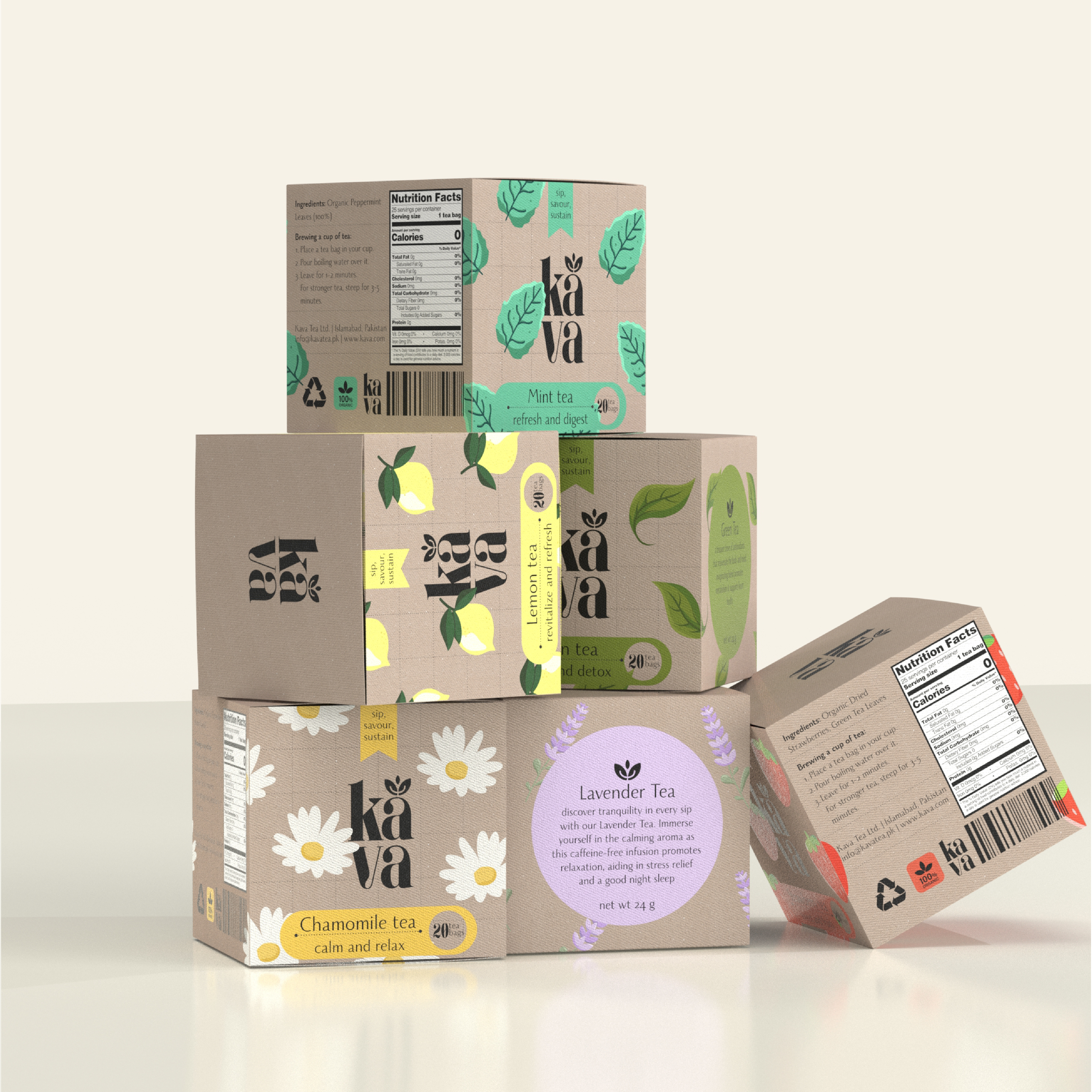 Kava Tea | Branding & Packaging Design beverage branding beverage packaging brand identity branding contemporary design eco friendly packaging ethical design food packaging graphic design herbal tea illustration logo organic branding packaging design sustainable packaging tea packaging