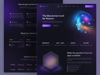 Injective - Blockchain Landing Page. agency website blockchain blockchain dashboard blockchain ui blockchain website crypto crypto landing page crypto website cryptocurrency injective landing page trading uiux design web design web3 web3 landing page web3 website