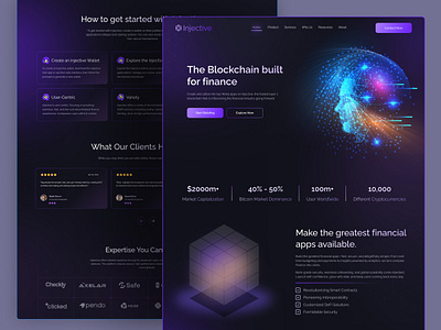Injective - Blockchain Landing Page. agency website blockchain blockchain dashboard blockchain ui blockchain website crypto crypto landing page crypto website cryptocurrency injective landing page trading uiux design web design web3 web3 landing page web3 website
