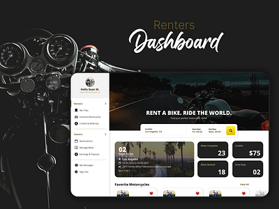 Motorcycle Rental Dashboard bike dashboard design motorcycle product rental ui ux