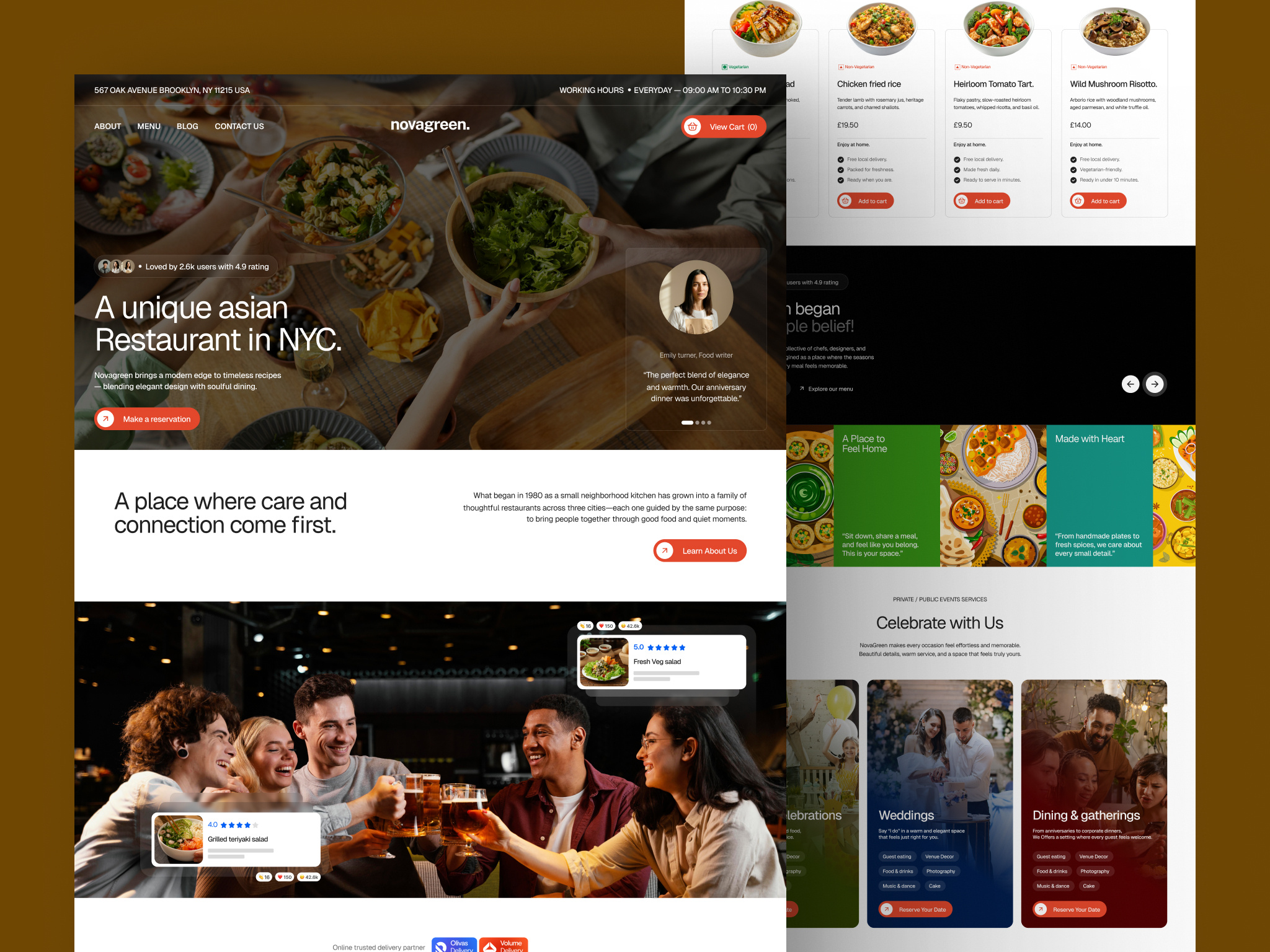 Restaurants Webflow Template - E-commerce accept online orders booking website cafe webflow template cafe website dribbble ecommerce webflow template event catering businesses food brand design food delivery brands framer design ghost kitchens restaurant website restaurants ui ux design uiux webflow template website design