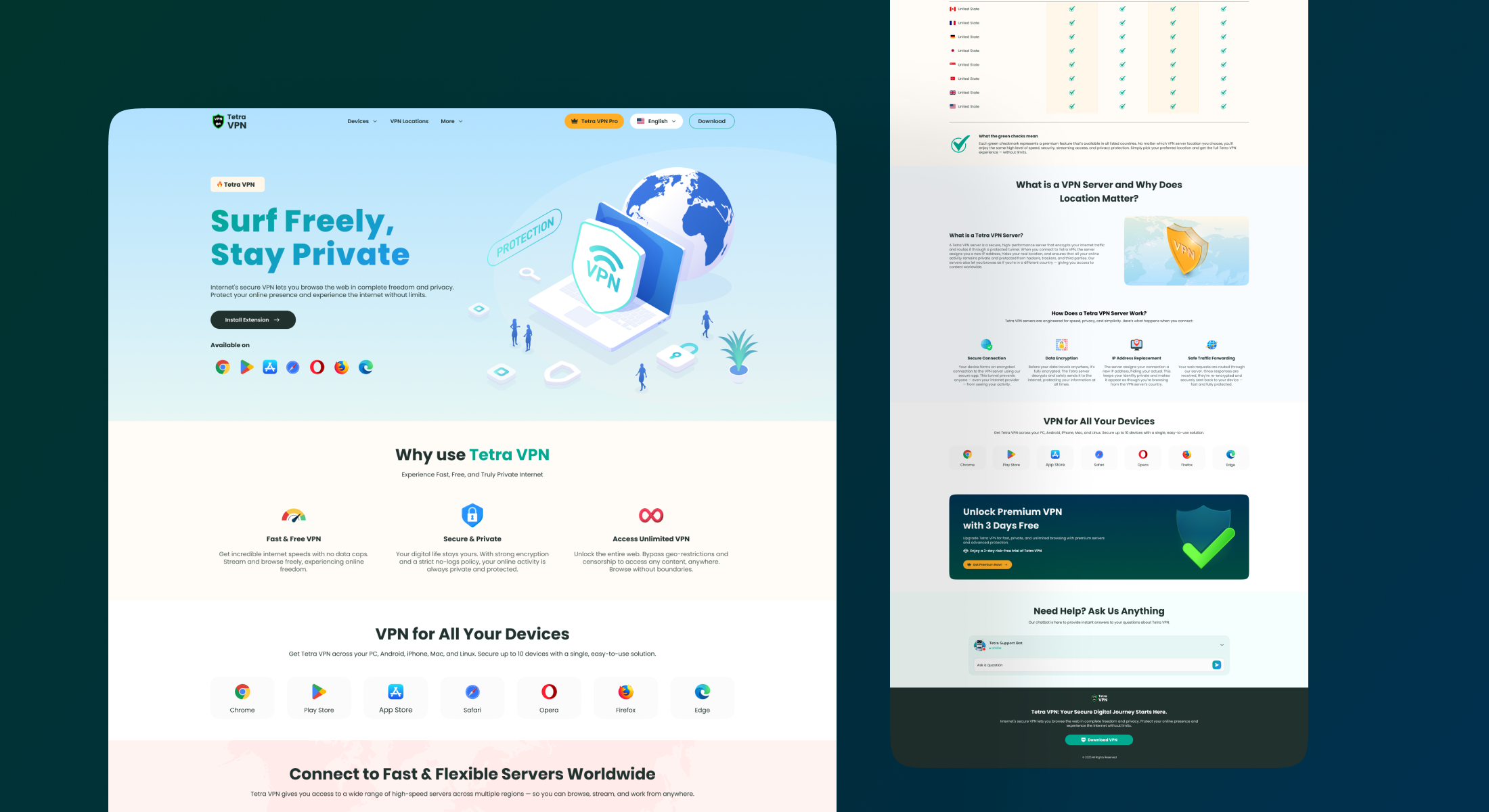 VPN Website UI/UX Design cyber security digital privacy internet security landing page landing page design privacy product design responsive web design saas saas landing page server page ui ux design vpn vpn app vpn provider vpn service vpn ui design vpn website web app ui website header