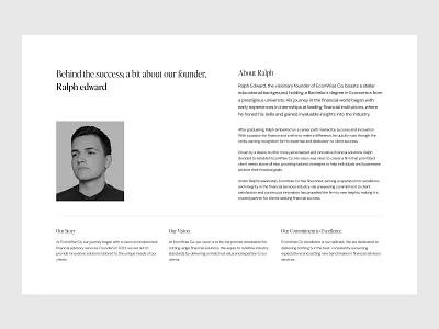 About us section design for Tax Advisor & Economist website corporate graphic design landing page minimal modern ui ux web web design website website design