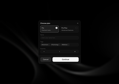 Form UI Design dark theme form input plan subscription ui