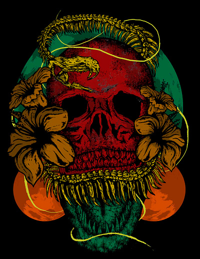 CRANEO ENTRE SERPIENTES graphic design illustration