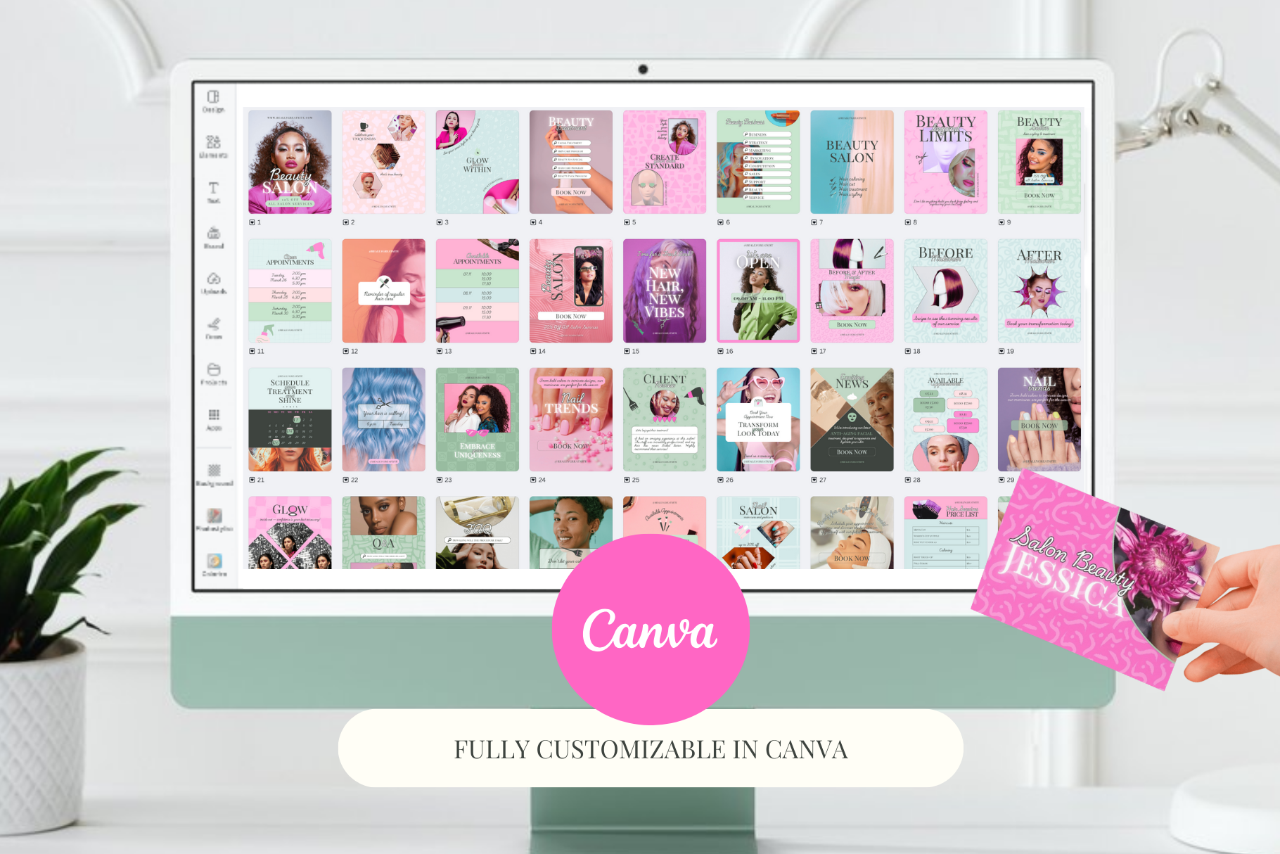 260 Glam Beauty Salon Canva Templates Bundle beauty beauty salon bundle business card canva design elegant fashion glam glamour instagram luxury menu moodboard pink poster social media spa template templates
