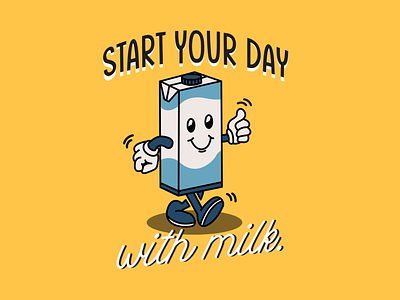 Milbo - Start your day with milk box cartoon design illustration milk vector vintage walking
