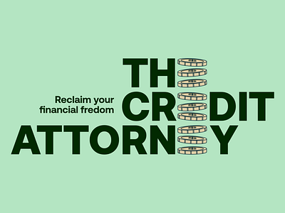 The Credit Attorney Logo Design animation attorney branding coins credit debt finance fintech law lawyer legal legislation logo money protect smart wordmark