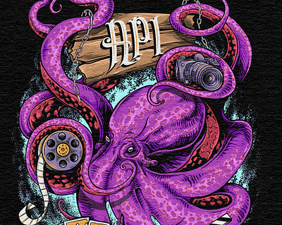 API - Illustration for Merchandise T-shirt apparel artwork branding characterillustration clothingillustration detailedartwork film graphic design illustration merchdesign merchillustration octopus octopusillustration popcultureart posterdesign studiobranding tshirt tshirtillustration