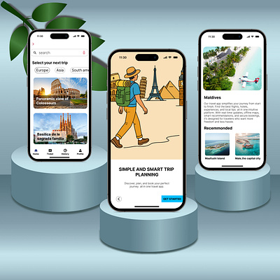TRAVEL BOOKING APP ai app appdesign booking app cleanui graphic design minimalui product design tourist travelagency trip trip planner trvaelapp uiux user interface vacation