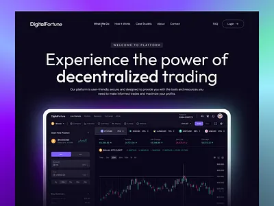 Crypto Dashboard Website Exploration app clean crypto dark dashboard design graphic design landing page logo minimal modern night purple trading ui website