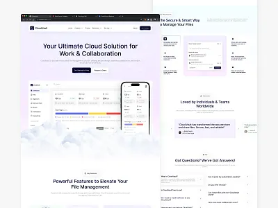 CloudVault - Cloud File Storage (Landing Page) blog page career page cloud backup cloud drive cloud storage contact us page customer stories page demo page faq page feature page file storage job vacancy page landing page onboarding page pricing page privacy policy page responsive design saas storage platform website