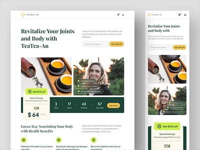 TeaTea-An — E-Commerce Website for Premium Green Tea Product e commerce e commerce e commerce website ecommerce healthcare ecommerce online green tea healthcare healthcare website homepage landing page online shipping product design store ui ui design vektora web web design website website design