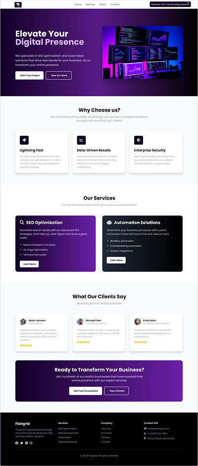 landing page for company landingpage logo sample ui uiux