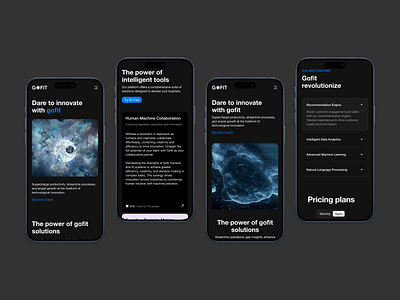 Mobile Mockup - Dark Mode ai ai features auto layout bento dark mode faqs section features section graphic design hero section landing page mobile mobile mockup mockup pricing section responsive responsive mobile saas ui ui kit ux