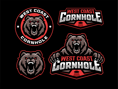 GRIZZLY BEAR Logo Pack Done for WEST COAST CORNHOLE bear bearlogo branding cornhole logo esport esportlogo gamer gaming graphic design grizzly grizzlybear.bearlogo illustration logo mascot mascot logo sport sportlogo sports sports logo