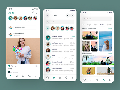 Modern Social Media App UI appconcept appdesign chatappui cleanui dribbbleshots figmadesign iosdesign minimaldesign mobileappdesign mobileux productdesign socialmediaapp uidesign userinterface uxdesign