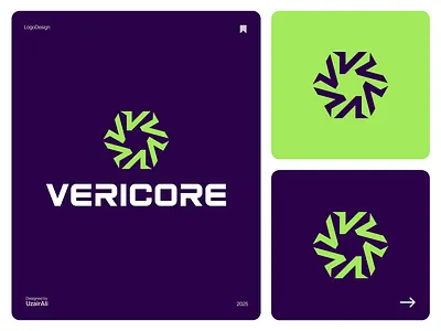 VERICORE logo design concept brand identity branding graphic design letter v logo logo design minimal modern technology v logo