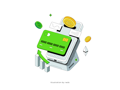 Card crypto illustration isometric spot swap vector web3