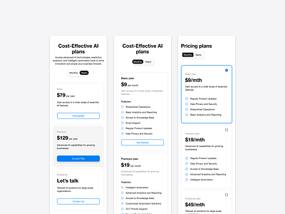 Light Pricing- Responsive Mobile ai ai plans auto layout bento cost effective landing page light mode mobile options plans pricing pricing plans pricing section responsive responsive mobile saas ui ui kit ux
