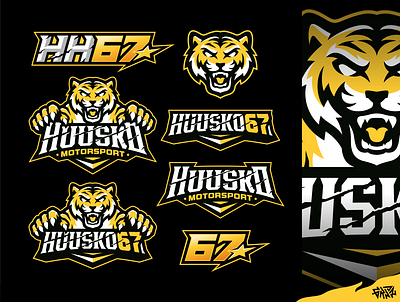 TIGER Logo Pack Done for HUUSKO MOTORSPORT athletic logo branding design esport esportlogo gaming graphic design illustration logo mascot mascot logo motorsport motorsport logo sport sportlogo sports sports logo tiger tigerlogo