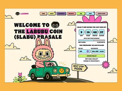 Degen Labubu Coin Meme coins crypto crypto website design design website exchange illustration labubu meme meme chain meme coin meme token roadmap token trade trend uidesign web web design website crypto