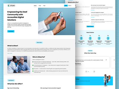 Medical Practice Website blue landing page branding design earing aid graphic design hero section illustrations landing page logo medical website motion graphics official website responsive design ui ui design user interface ux web design website design white background design