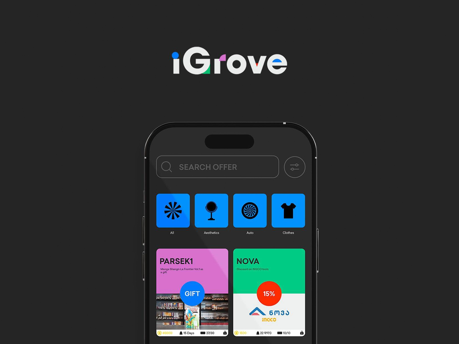 iGrove - Mobile App 3d ae after effects blender graphic design mobile app motion graphics photoshop ui